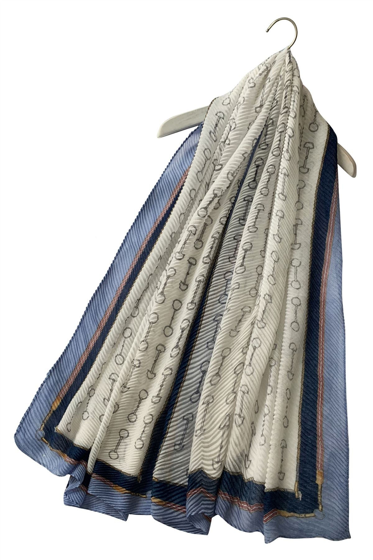Equestrian Crinkle Effect Scarf - Blue