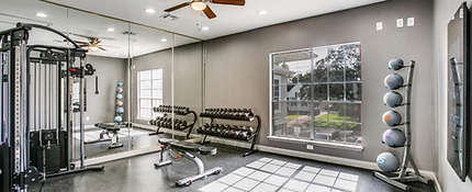 Gym Amenities on furnished apartments near TMC, MD Anderson and Methodist Hospital.