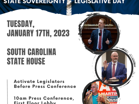 SC State Sovereignty Legislative Day This Tuesday!