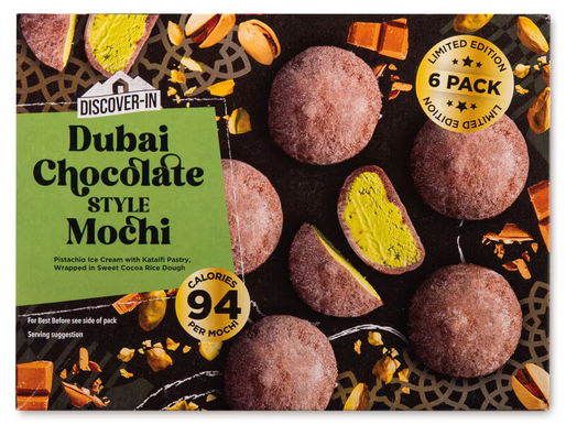 Confectionery: Global Sweet Fusion: Aldi's Dubai Chocolate Mochi Melds Middle East and Japan