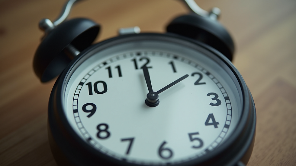 Eye-level view of a clock symbolizing time and mortgage terms