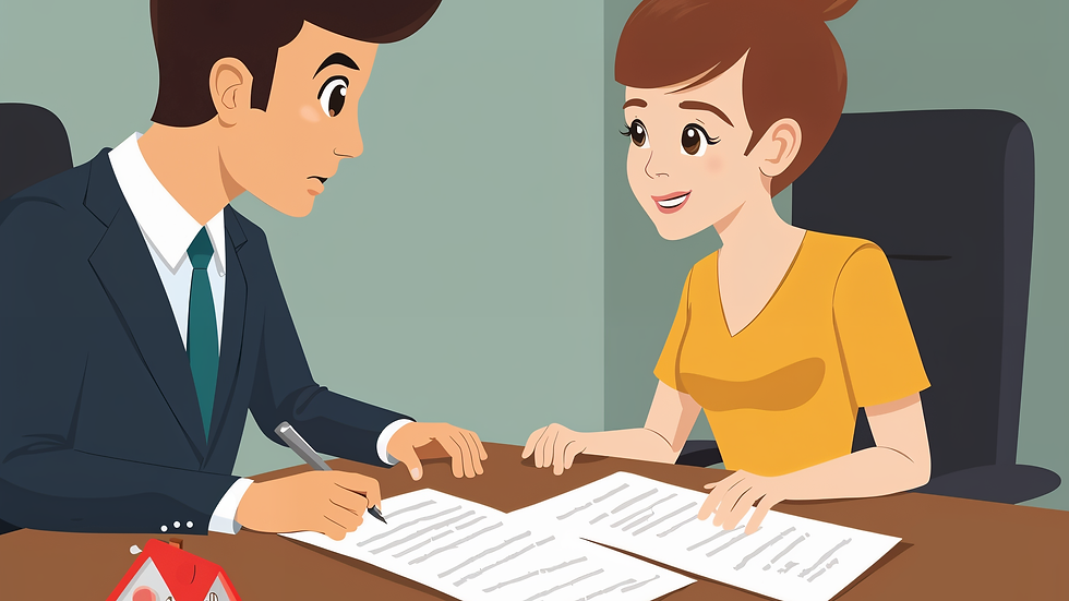 Image of Client at the closing table with the closing attorney, signing their loan closing documents.