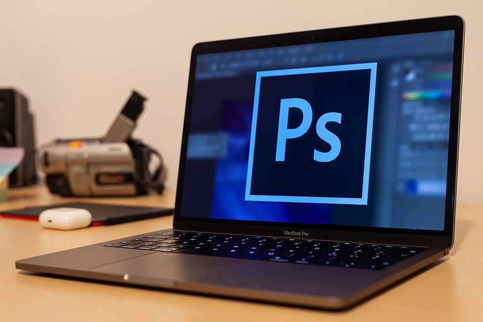 Laptop showing photoshop icon