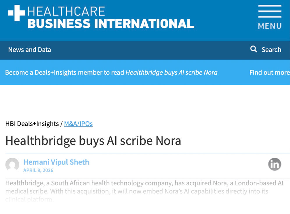 Healthbridge's acquisition of AI scribe Nora