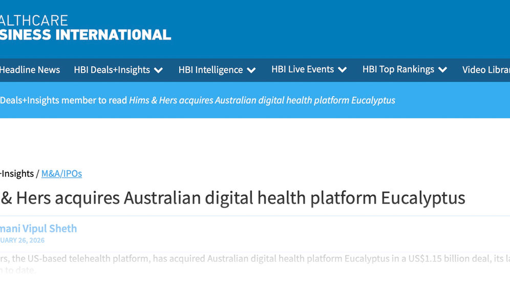 Healthcare Business International interviews Nelson Advisors discussing the Hims & Hers acquisition of Eucalyptus