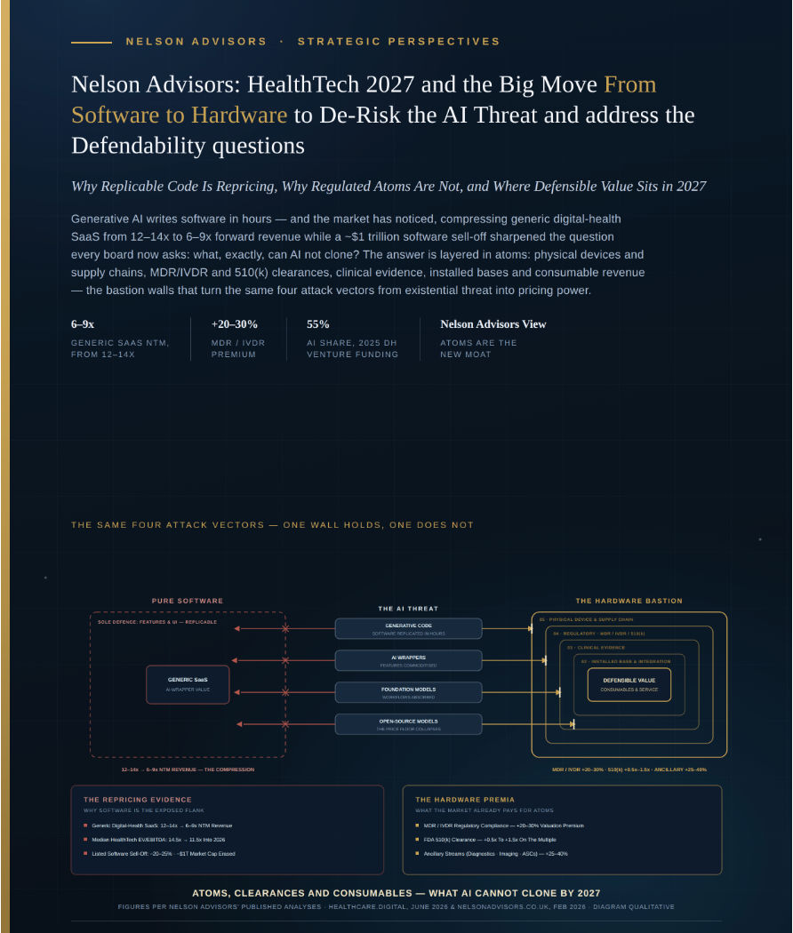 Nelson Advisors: HealthTech 2027 and the Big Move From Software to Hardware to De-Risk the AI Threat and address the Defendability questions