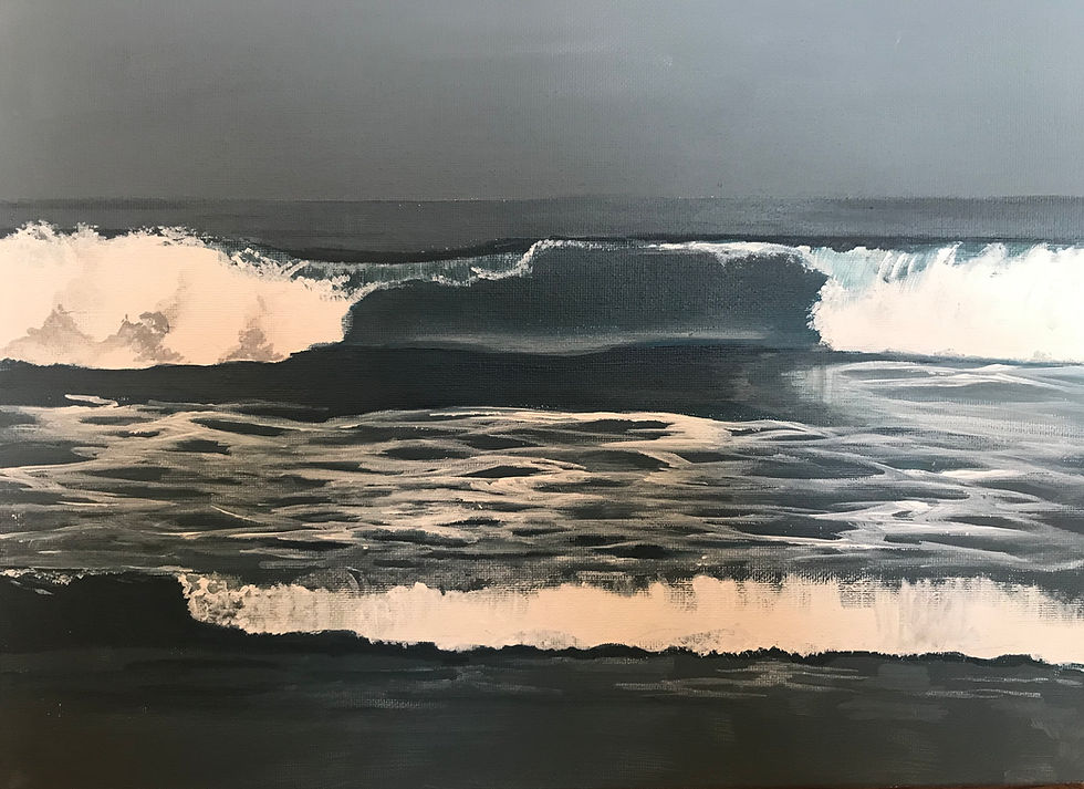 Ocean Beach Waves, Acrylic on Canvas, 14'' x 11''