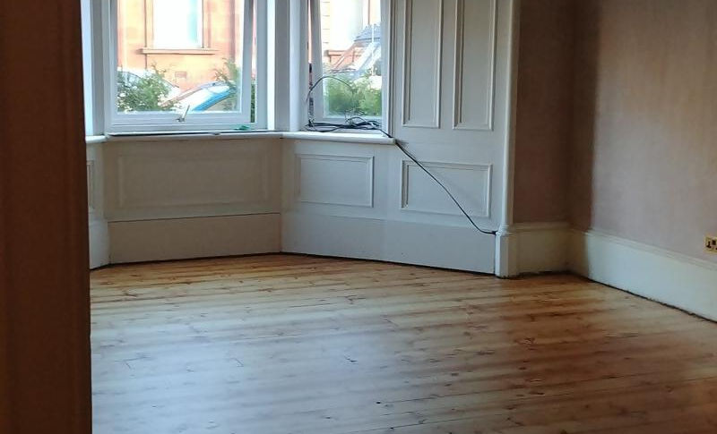 Freshly varnished wooden floor