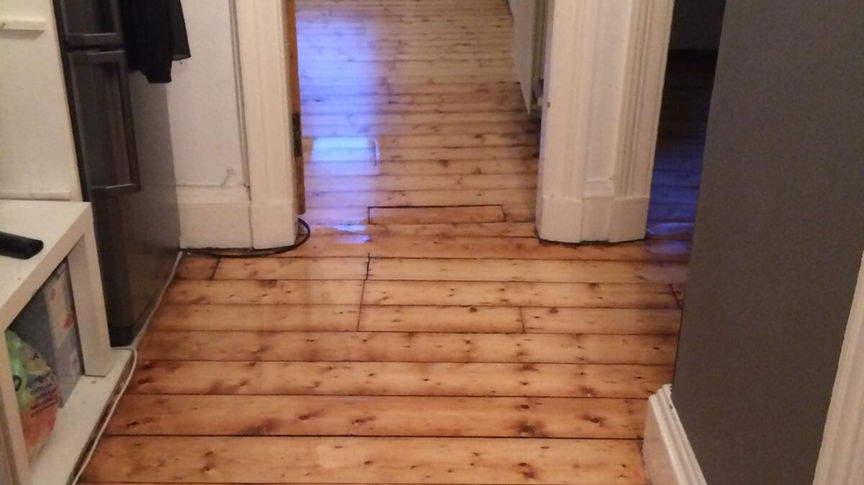 Freshly varnished wooden floor