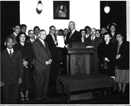 Title and Deed transferred to the church, Oct 14, 1950. By action of the conference, the name was changed to Buena Vista Methodist Church — no longer segregated into a "separate but equal" conference.