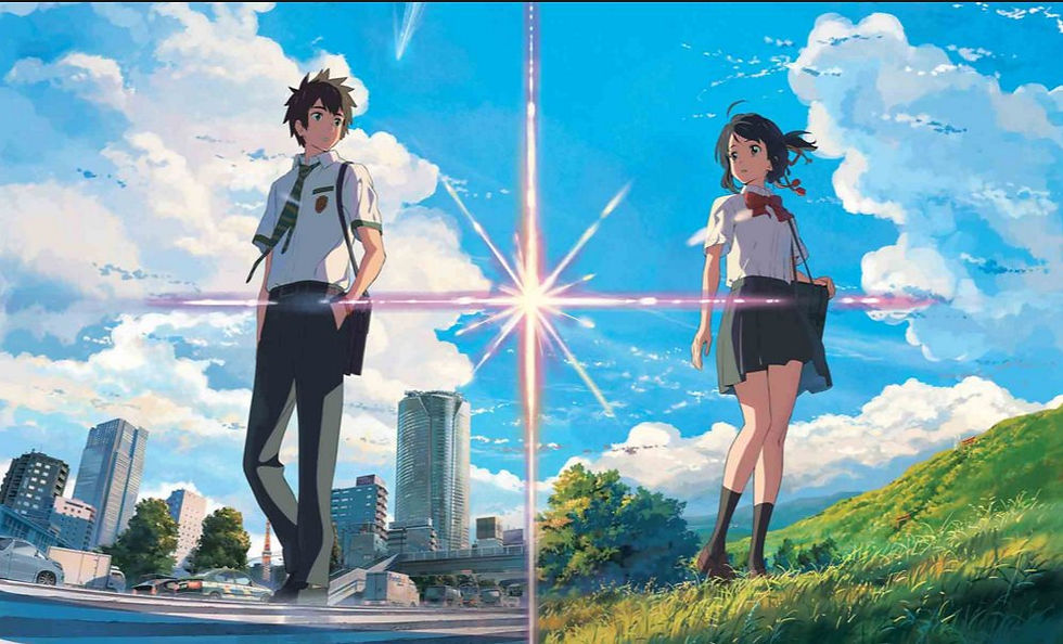 Taki and Mitsuha are transported into each other’s bodies in “Your Name.”