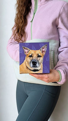 Peinture sur mesure chien, portrait animalier, artiste peintre animalier québécoise