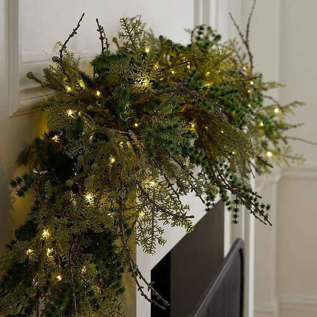 Pre-Lit Faux Mixed Pine Garland $129