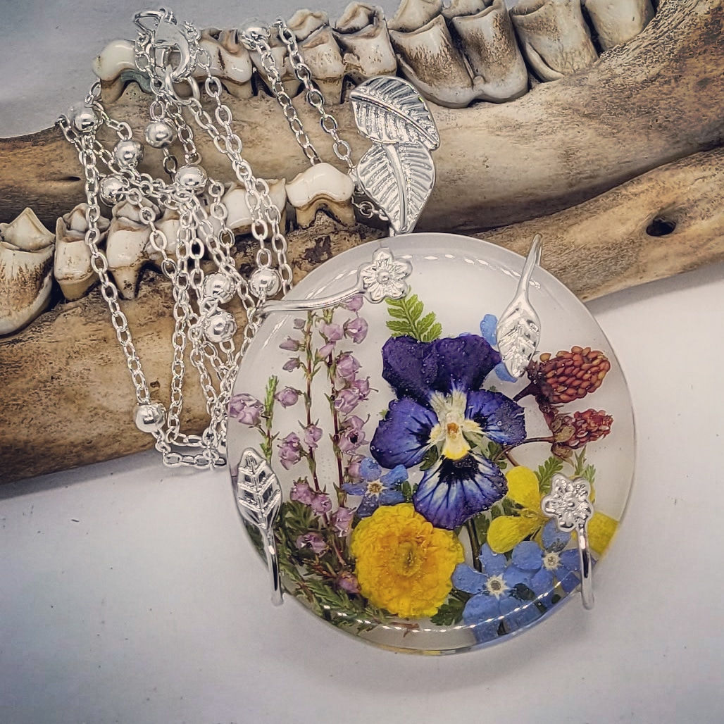 Botanical Garden in Resin on 24" Chain 