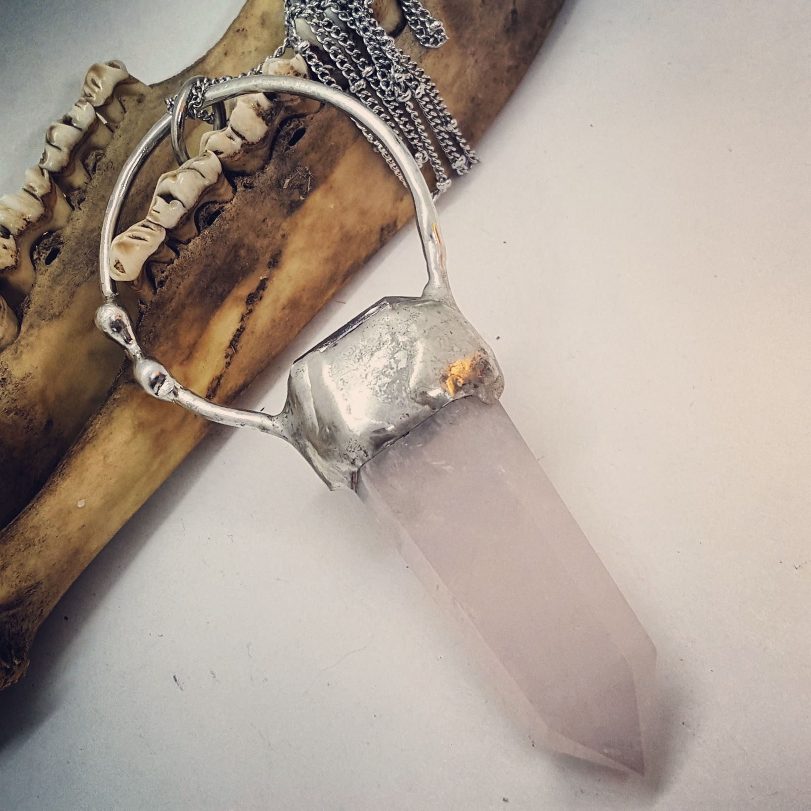 Large Rose Quartz Point with 20" Chain 