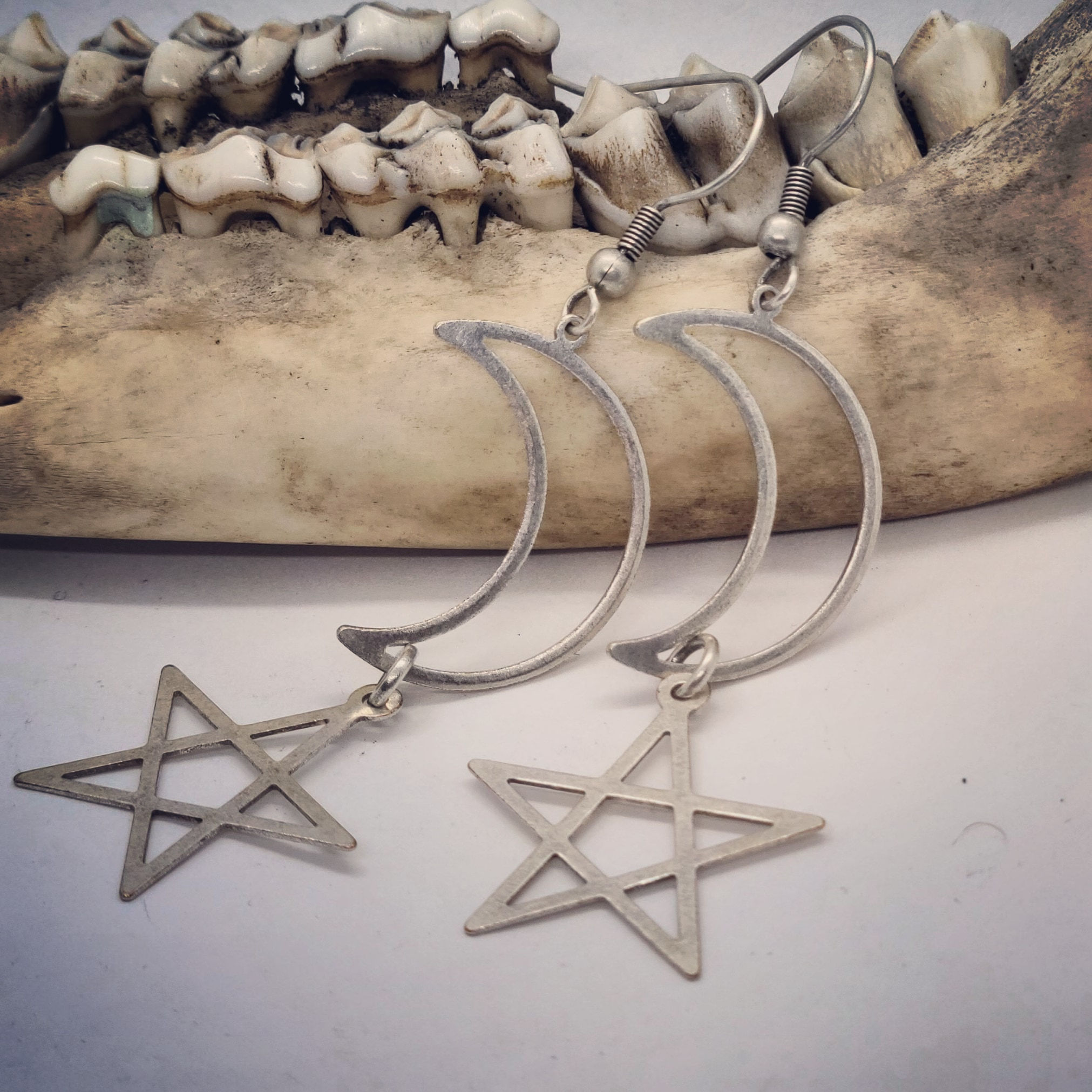 Silver Plated Moon & Stars Earrings 