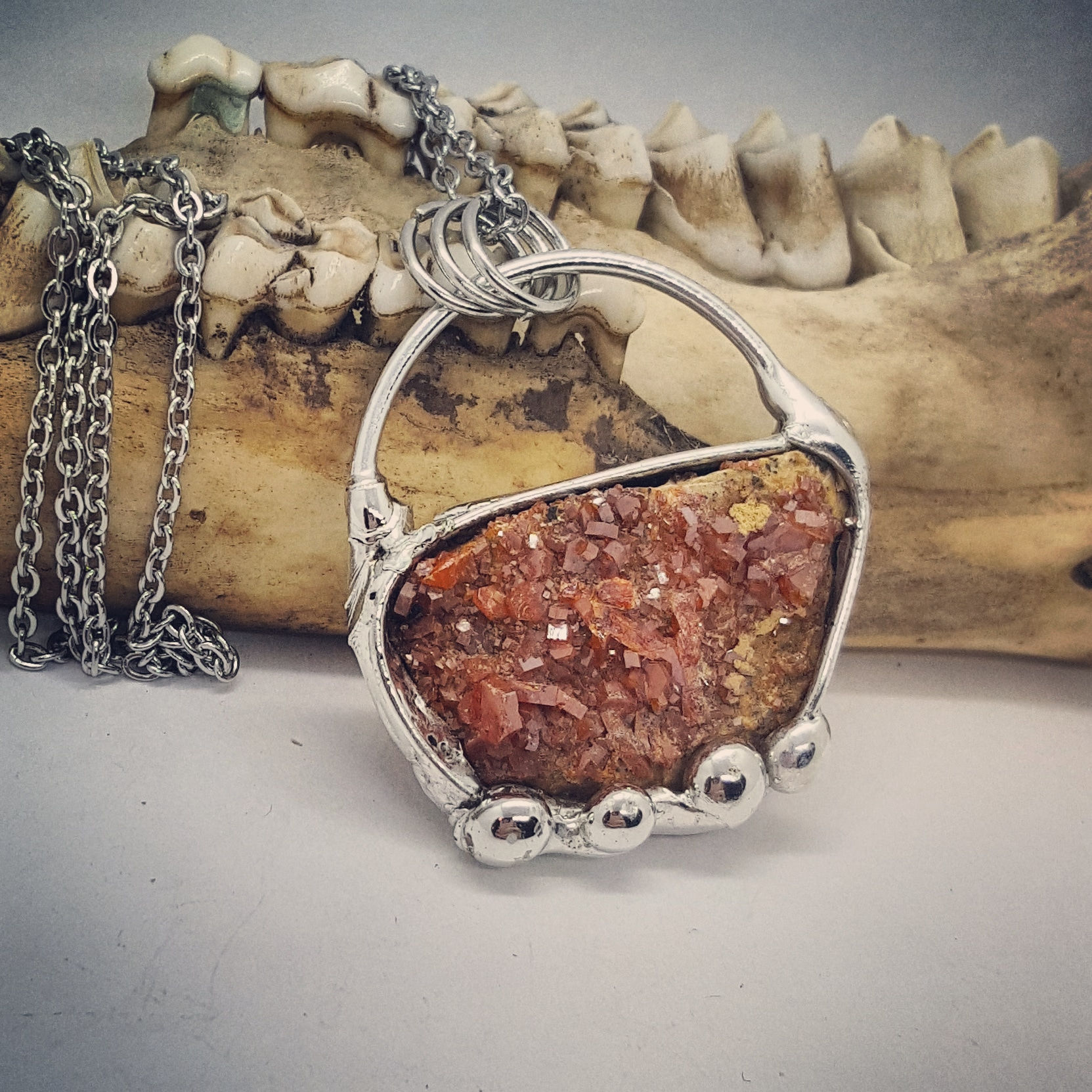 Soldered Citrine Druzy on 20" Chain 