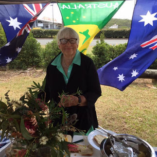Phoebe-Ann with native flowers - Australia Day Celebrations
