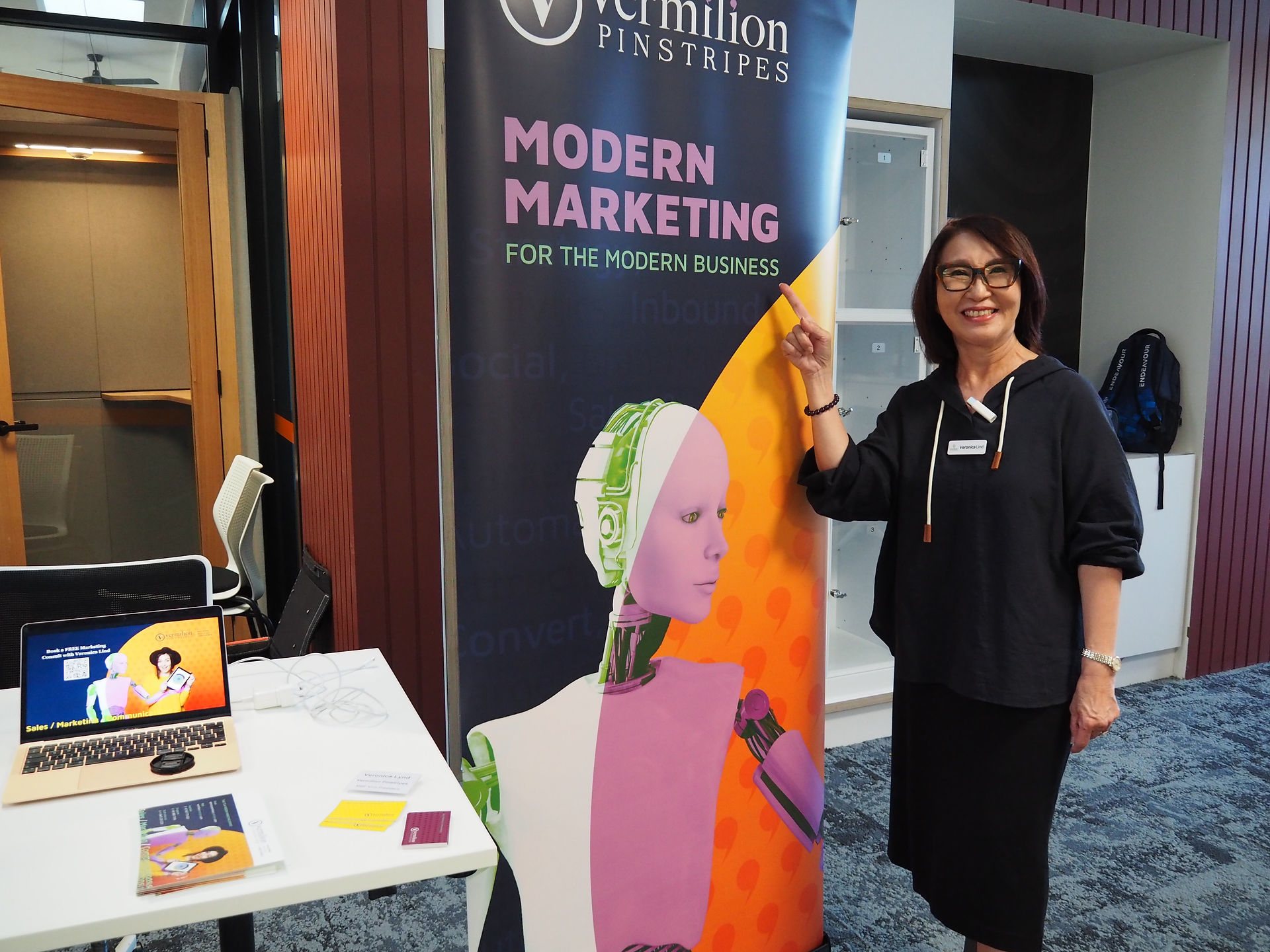 Veronica Lind Vermilion Pinstripes on Modern Marketing