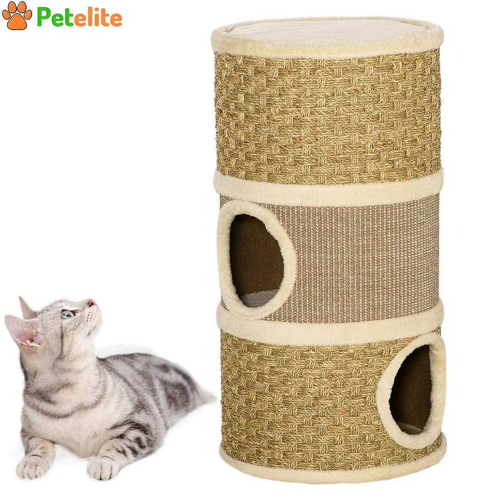 Cat Scratching Barrel Tree Tower for Indoor Cats,Sisal and Seaweed Rope Frame