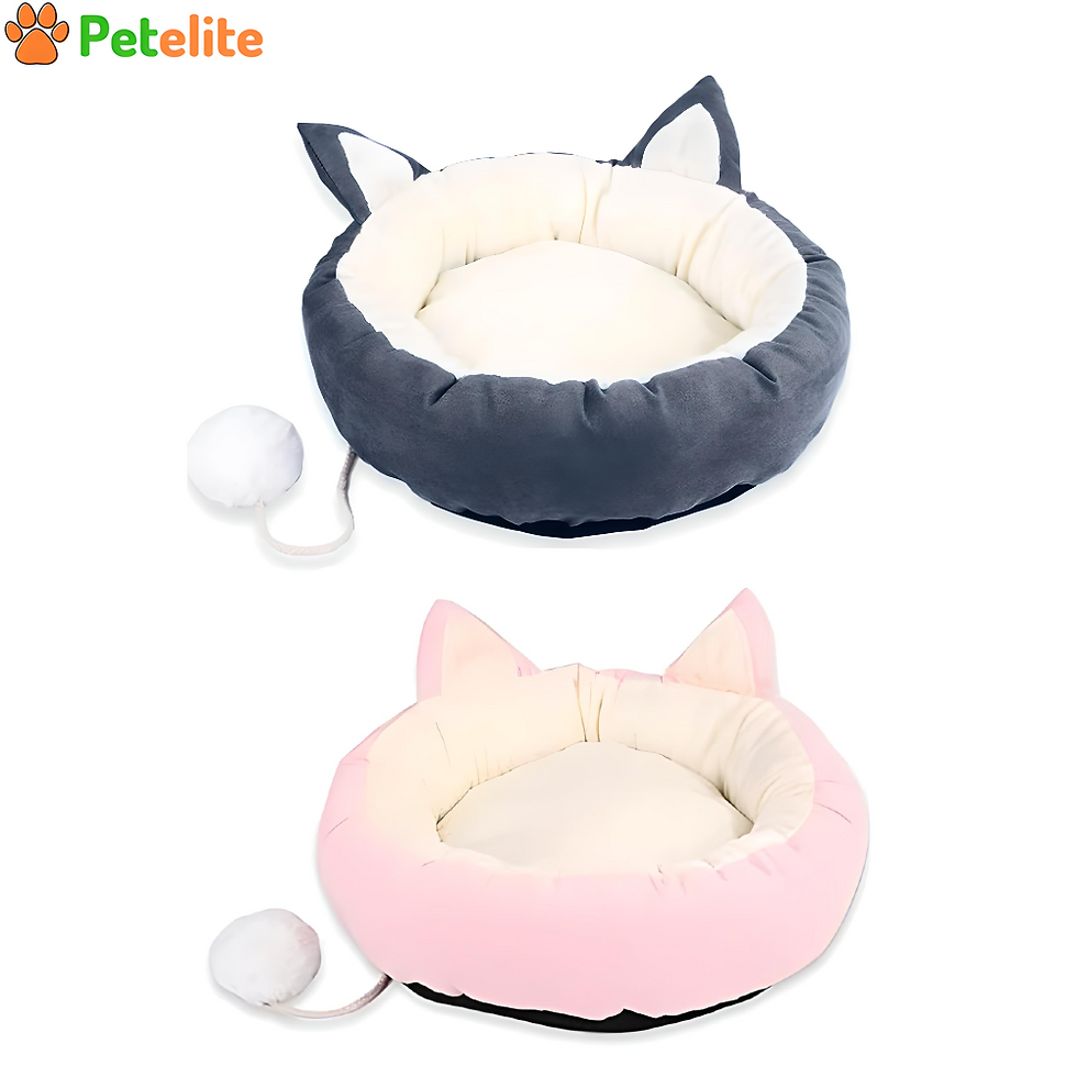 Detachable Washable Fluffy Cat Bed with Pom Toy for House Cats