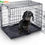 الصورة المصغرة: 2 Doors,Chew Resistant Plastic Base Tray,Carrier Handle Black Metal Folding Cage