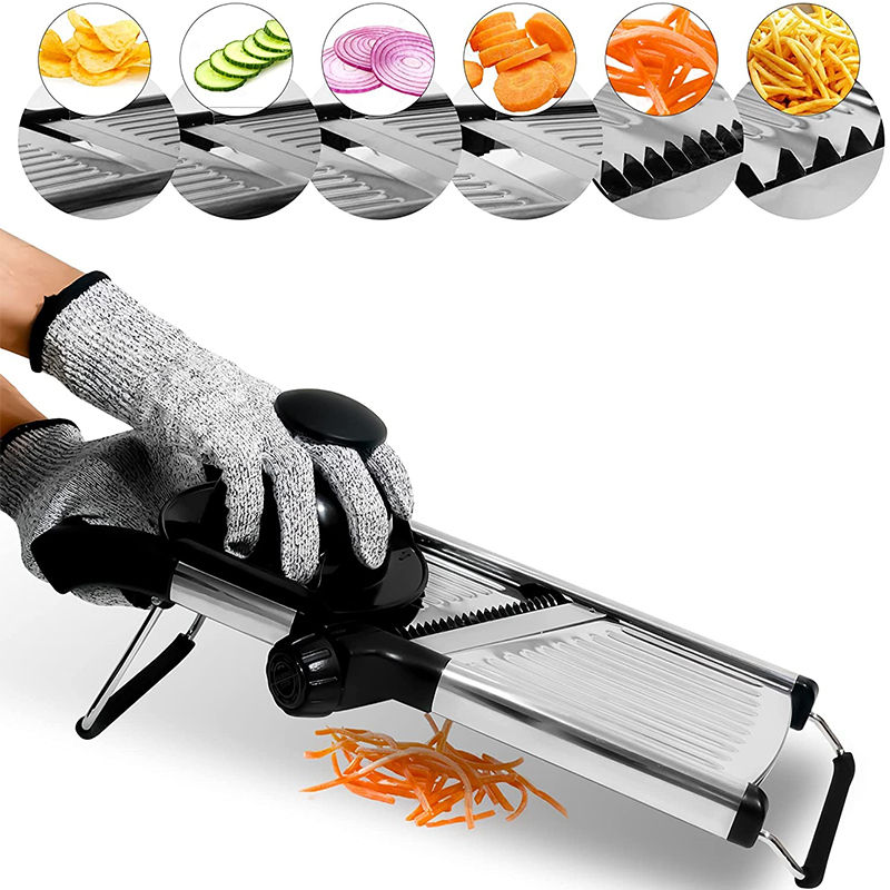 LMETJMA Adjustable Mandoline Slicer Stainless Steel Vegetable Slicer Chopper Cut