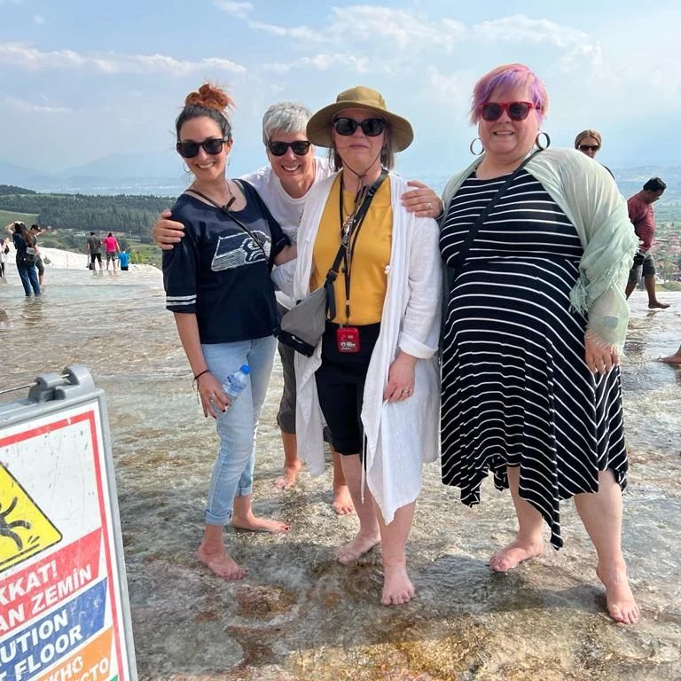 From Left to Right: Me, Carol, Sadhana and Jennifer dipping our toes in