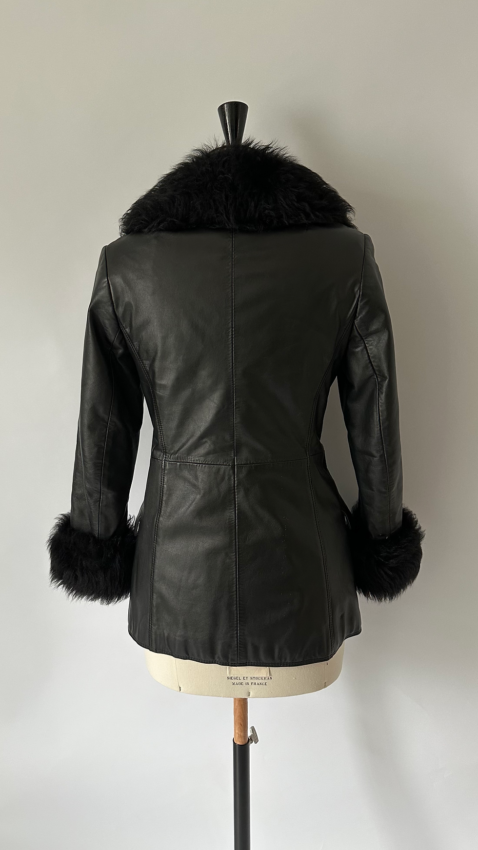 Thumbnail: Leather Coat with Faux Fur (XS,S)