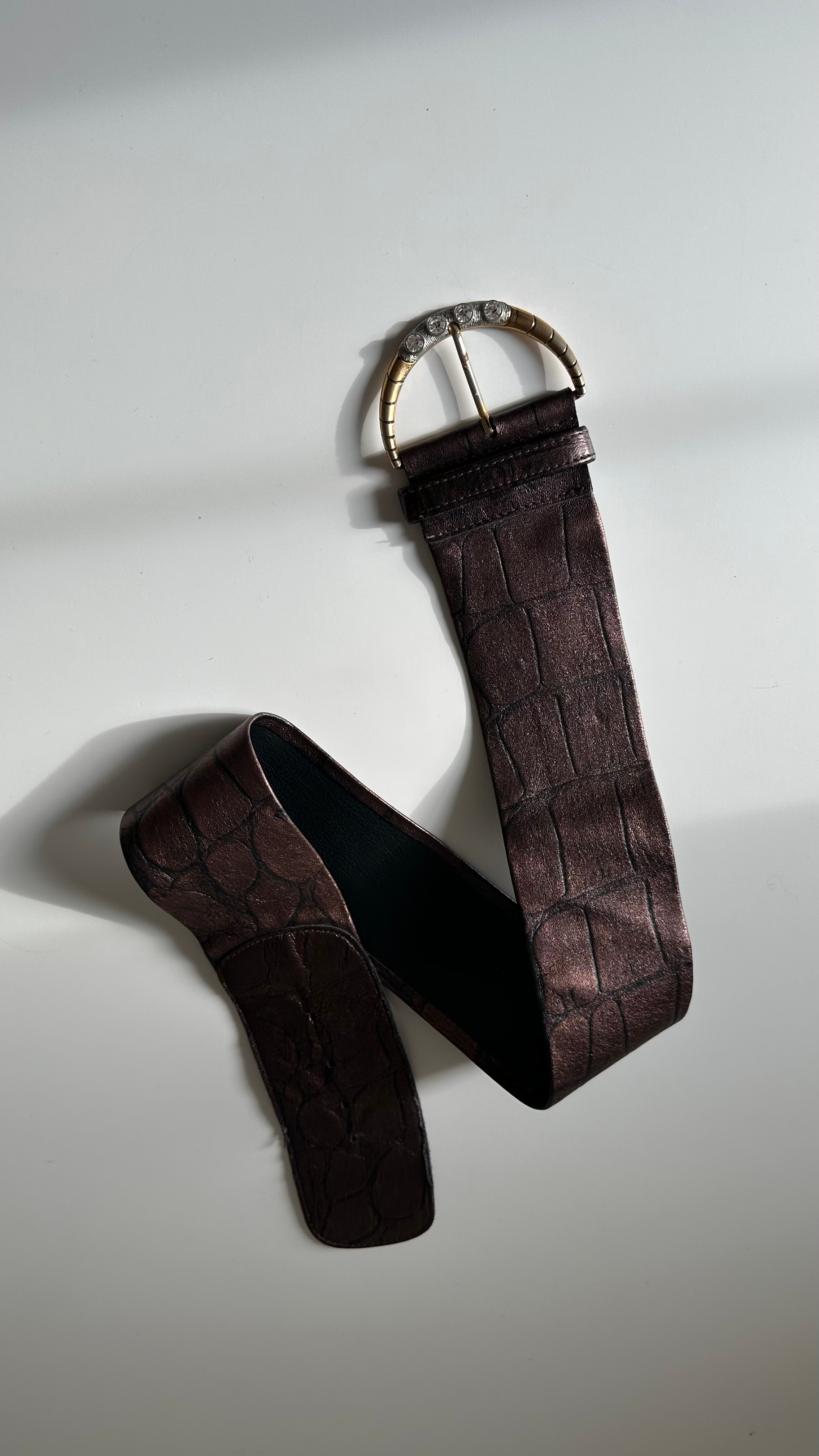 Leather Belt with Rhinestones