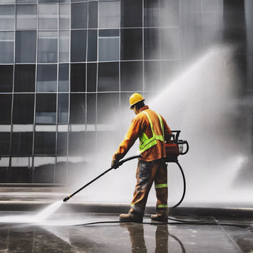 Man Pressure Washing