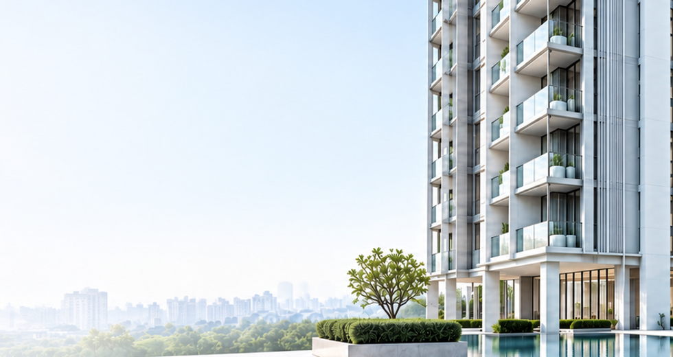 Singapore condo towers beside a pool.png