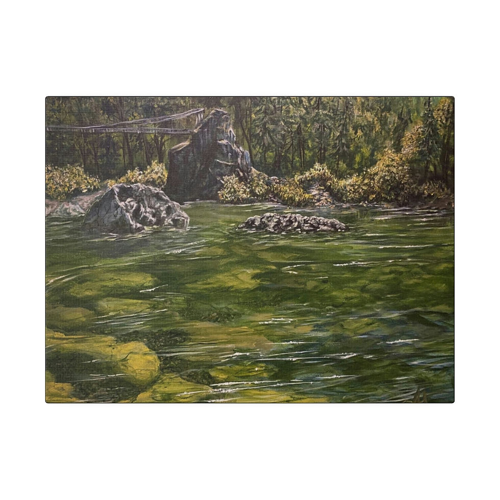Thumbnail: Swinging Bridge IL River, Canvas Print