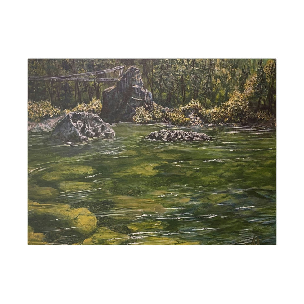 Thumbnail: Swinging Bridge IL River, Canvas Print