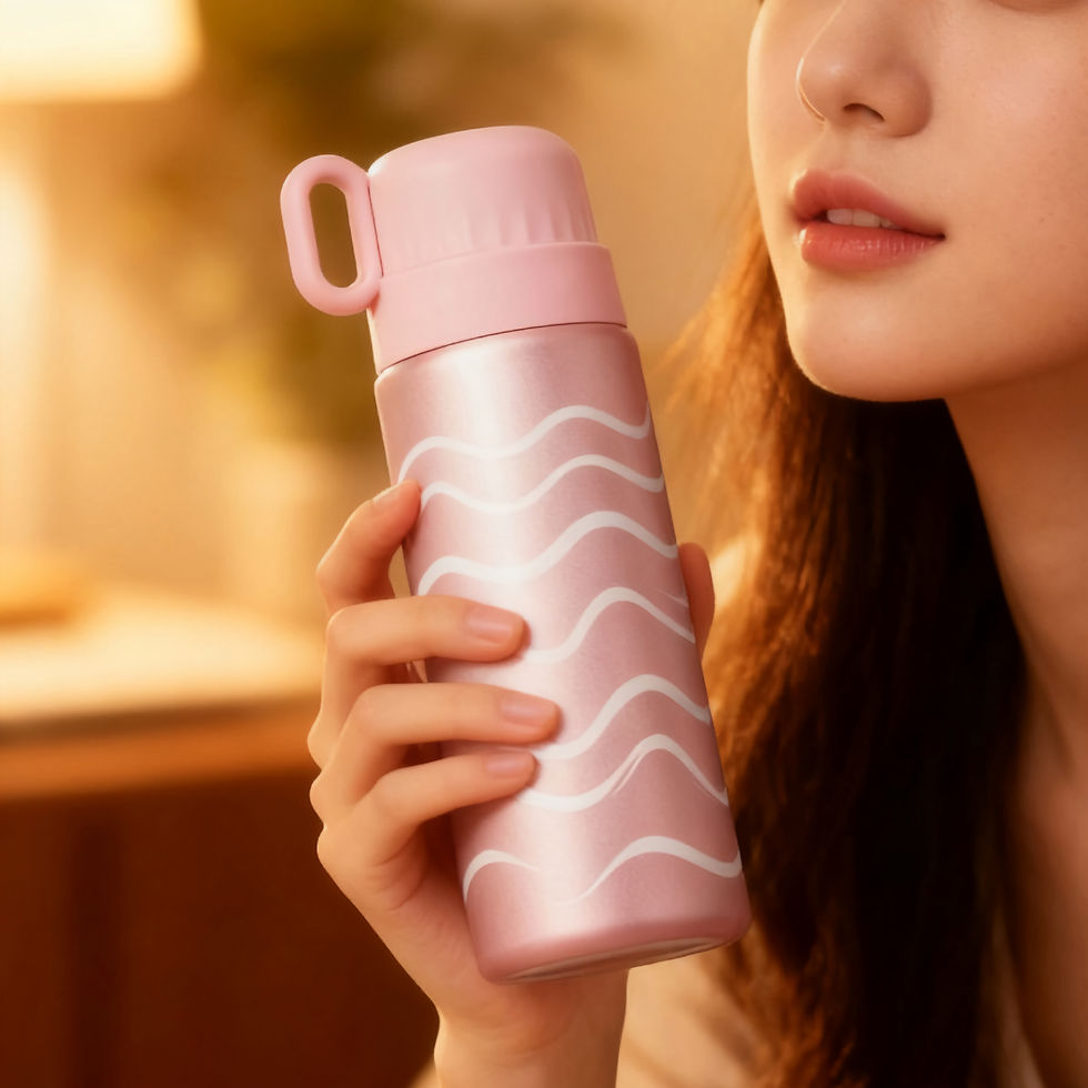ภาพขนาดย่อ: Stainless steel  tumblers straw cup with a lift-up lid