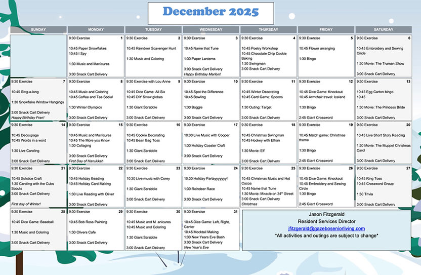Gazebo Senior living Activities Calendar - December 2025.jpg