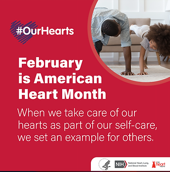 Image of girl and her dad excercising for american heart health month