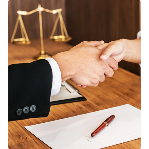 attorney and client shaking hands