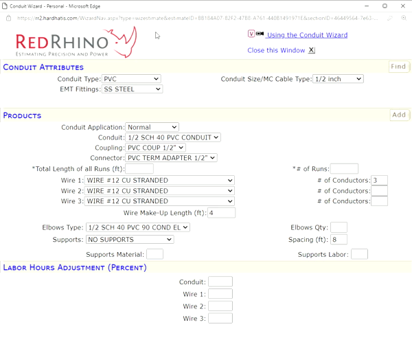 Electrical Estimating Software Wizard
