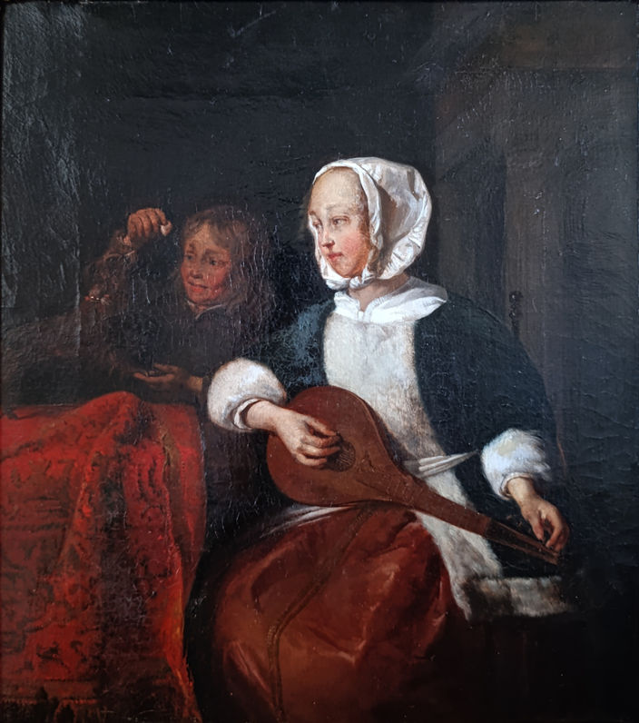 XIXème siècle 19ème peinture huile sur toile restauration Yveline 78 Région Parisienne Paris Ile de France copie nettoyage, allègement de vernis, pose d'un nouveau vernis, réparation et retouche des impactes Gabriel Metzu 