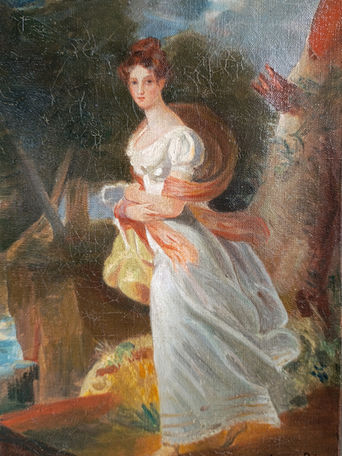 XIXème siècle 19ème peinture huile sur toile restauration Yveline 78 Région Parisienne Paris Ile de France nettoyage, allègement de vernis, pose d'un nouveau vernis, réparation et retouche des impactes)