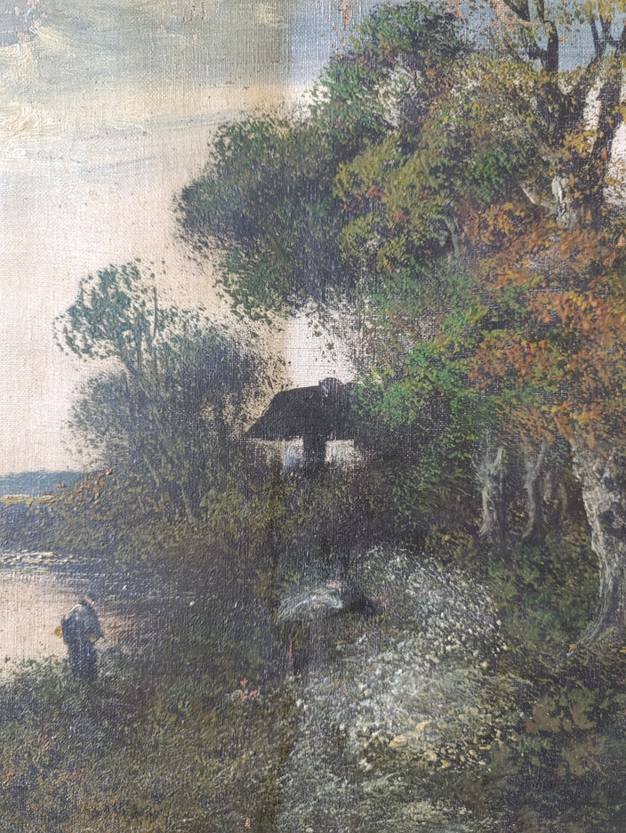 XXème siècle 20ème peinture huile sur toile restauration Yveline 78 Région Parisienne Paris Ile de France nettoyage, allègement de vernis, pose d'un nouveau vernis, réparation et retouche des impactes