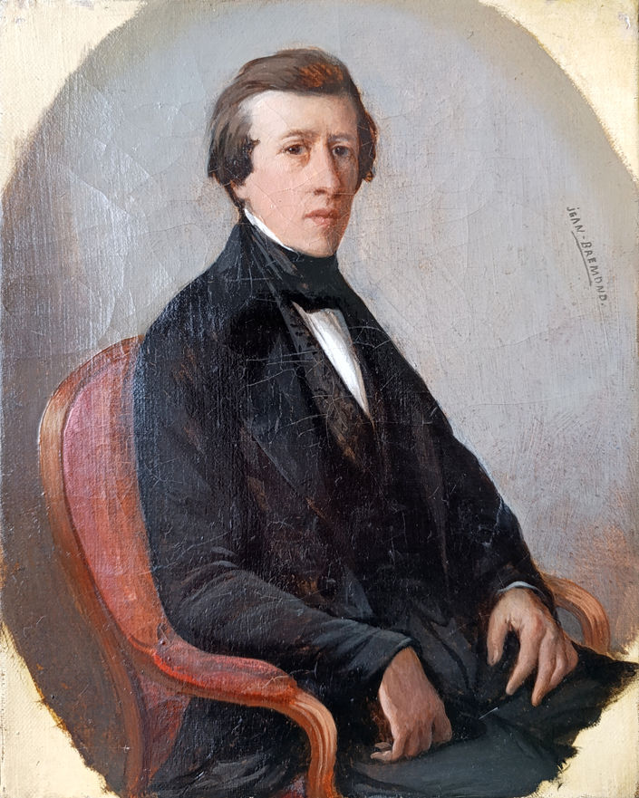 Jean Bremond, "Époux en noir",huile sur toile, XIXème, 15x21cm XIXème siècle 19ème peinture huile sur toile restauration Yveline 78 Région Parisienne Paris Ile de France copie nettoyage, allègement de vernis, pose d'un nouveau vernis, réparation et retouche des impactes 