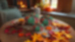 Welsh tapestry fabric pumpkins decorated on a thanksgiving display