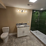 Bathroom Renovation with Green Shower Tile