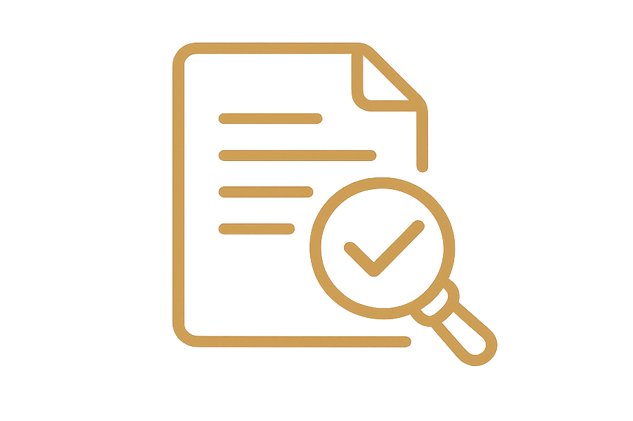 Icon eines geprüften Dokuments für Mietverwaltung