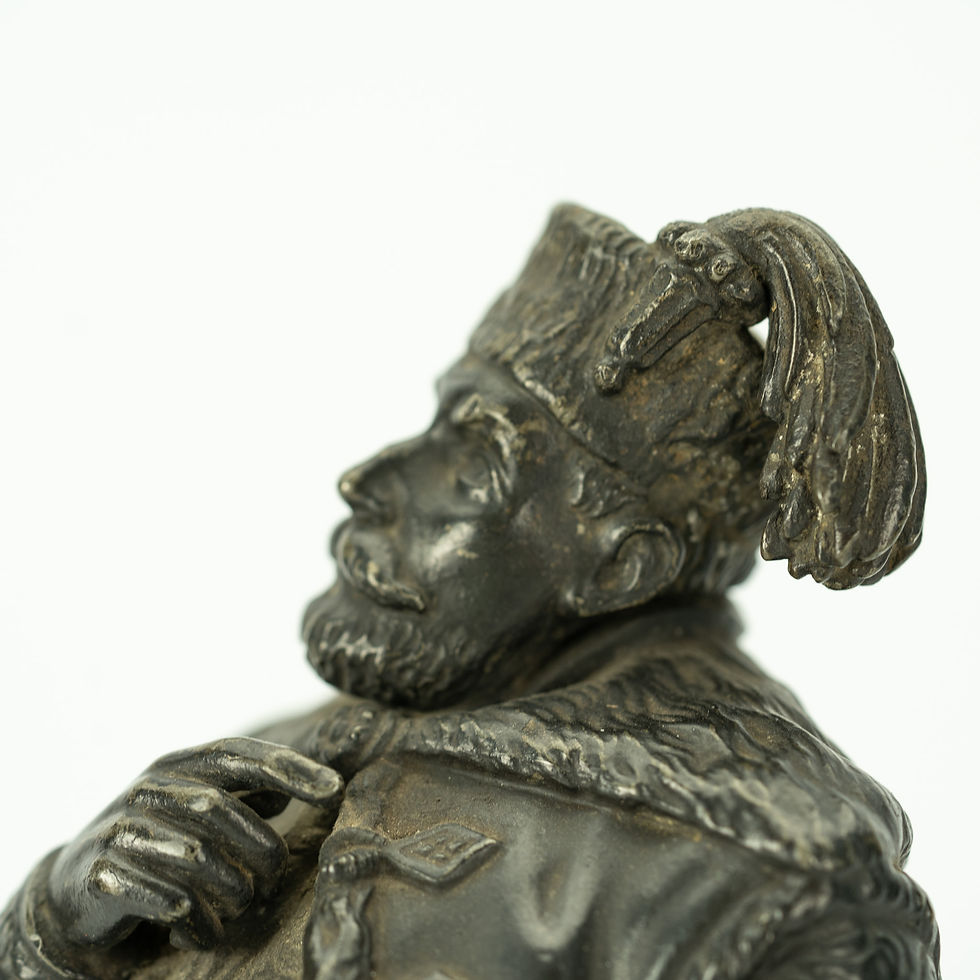 Miniatura: RZEŹBA KRÓL STEFAN BATORY FABRYKA MINTER WARSZAWA poł. XIX w. ANTYK UNIKAT