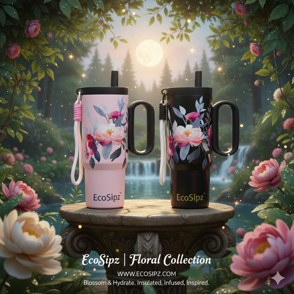 EcoSipz 750ml Floral Blossom Tumbler - Premium SUS 316 Stainless Steel Infuser