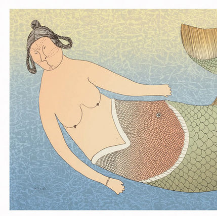 NINGIUKULU TEEVEE, Sea Mistress (2008), Inuit, Kinngait, Art Gifts, Inuit Art, Graphic Artist, Edgelands, Island Art, , Prints, Authentic, Indigenous art, , Printmaking, Printmaker, Dorset Fine Arts,Artic Life, limited edition prints, landscape drawing, nature art, original drawings, printmaking, Lithograph Print, 