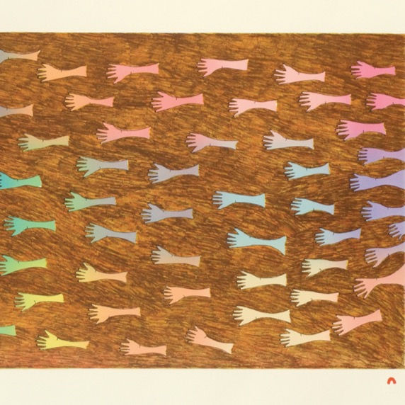 Thumbnail: [Detail] PAPIARA TUKIKI, Helping Hands (2012), Lithograph Print. Edgelands, Isle of Gigha, Scotland. © Papiara Tukiki.
